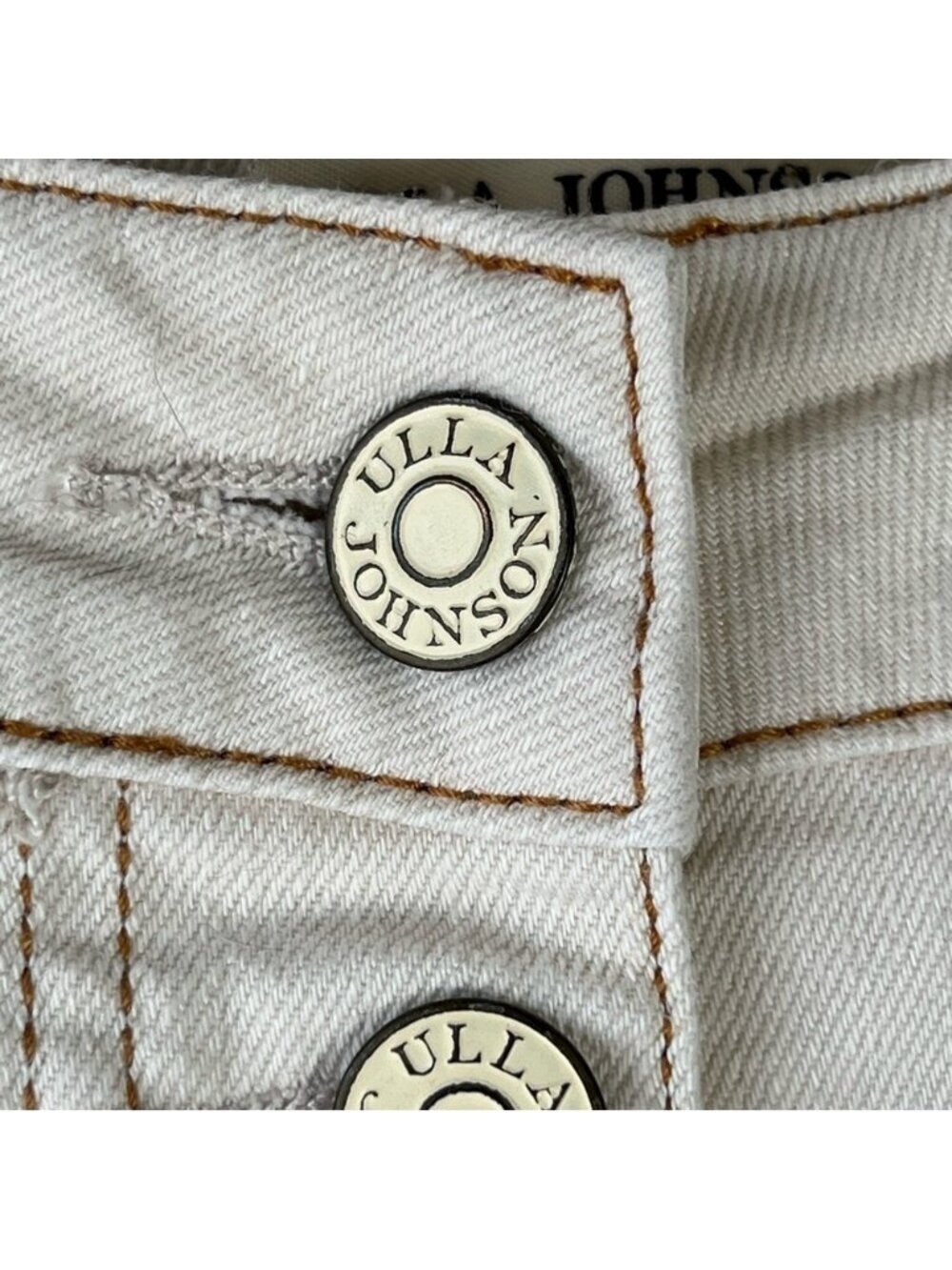 ULLA JOHNSON Women's Brodie Jeans Tapered Ankle Ivory Size 10 High Rise - Picture 9 of 16